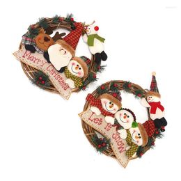 Decorative Flowers Christmas Wreath Decor For Front Door Snowman-Santa Wreaths Signs Durable