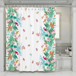 Shower Curtains Green Plant Leave Tropical Fruit Pineapple Palm Leaf Bathroom Curtain Polyester Hooks Toilet Kitchen