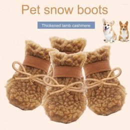 Dog Apparel 4Pcs Winter Pet Shoes Super Soft Wear Resistant Cashmere Medium Booties Protector For Spring