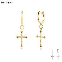 Earrings DPLAOPA 925 Sterling Silver Gold Plated Silver Spinel Pendant Large Cross Earrings Drop Earring Women Luxury Piercing Pendientes