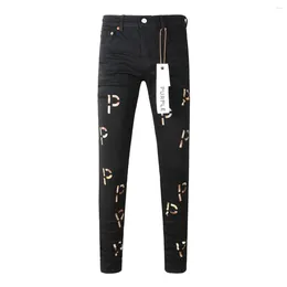 Women's Pants Purple Brand Jeans Fashion High Quality Stamped Letter Repair Low Rise Skinny Denim 28-40 Size