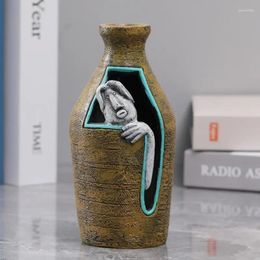 Vases Cartoon Resin Face Vase Ornaments Living Room Porch Bedroom Desktop Flower Arrangement Container Home Decoration Accessories