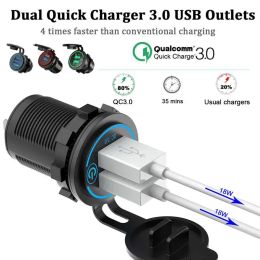USB Outlet Dual 12V-24V USB Car Charger Waterproof Cigarette Lighter Socket Mount Power Adapter 5V 3.1A for Car Marine Boat
