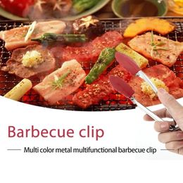 2024 Non-slip Silicone Kitchen Clamps Barbecue Tongs Food Meat Baking Bread Tongs Clip Stainless Steel Clip Barbecue Cooking Utensil Sure,