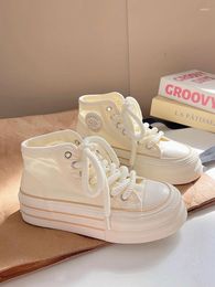 Casual Shoes Small And Niche White Spring Thick Soled High Top Canvas Versatile