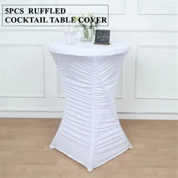 Table Cloth Design 5pcs Lot Ruffled Cocktail Cover Round Spandex Tablecloth Bar For Wedding Event Party Decoration