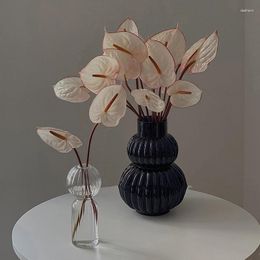 Vases Flower Vase For Table Decoration Living Room Glass Fleur Ornaments Desktop Dried Handmade Plant