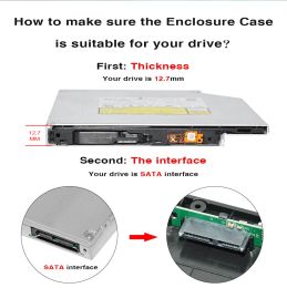 12.7mm USB 3.0 DVD Drive External Optical Drives Enclosure SATA to USB External Case For Laptop Notebook without Drive