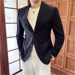Men's Suits Corduroy Blazers Men Wedding Business Suit Jacket Spring Social Party Tuxedo Host Dress Coat Costume Homme 5XL-M