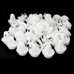 50pcs Universal Automobile Bumpers Hole White Car Door Trim Panel Clip Plastic Auto Fastener Clips Rivet Auto Fasteners For Cars