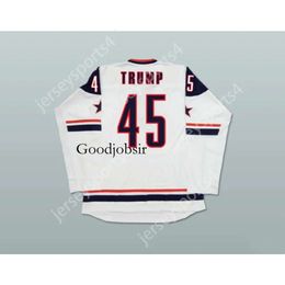 Gdsir Custom WHITE DONALD TRUMP 45 USA HOCKEY JERSEY NEW Top Ed S-M-L-XL-XXL-3XL-4XL-5XL-6XL