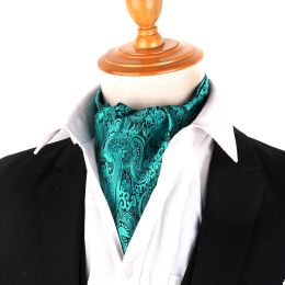 Men Cashew Tie and Pocket Square Set Wedding Cravat Ascot Scrunch Self British Polyester Soft Paisley Neck Tie Handkerchief Sets