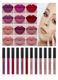 Drop ship OTWO O Matt Liquid Lip Gloss Makeup Long Lasting Waterproof Lip Make up Velvet Matte Liquid Lipstick Gloss 12pcslot2915257