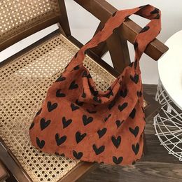 Evening Bags Women Heart Corduroy Simple Canvas Crossbody & Shoulder Bag Eco Cloth Purse Solid Books Handbags For Girls