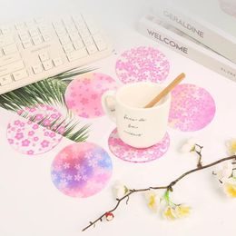 Table Mats Acrylic Cherry Blossom Ins Style Transparent Round Anti-Scald Non-Slip Heat Insulation Mat Tableware Decorations