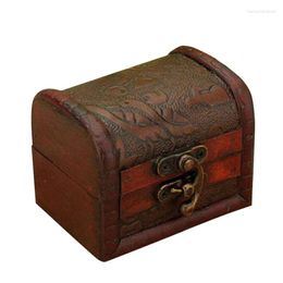 Jewellery Pouches Box Vintage Wood Handmade With Mini Metal Lock For Storing Treasure Pearl