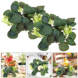 Decorative Flowers 2 Pcs Candlestick Garland Greenery Decor Christmas Wreath American Style Eucalyptus Wreaths Rings Artificial Silk Flower