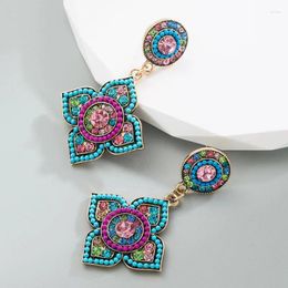 Stud Earrings 1 Piece Of Vintage Bohemian Floral Coloured Rhinestone For Women's Fashionable Temperament