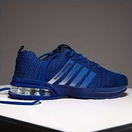 Breathable Air Cushion Sneakers Men Striped Athletic Shoes for Running, Basketball, and Gym Workouts - Wear-resistant