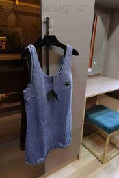 Basic & Casual Dresses designer Women Fashion Dress Denim Sleeveless And Short Sleeves Spring Outwears For Lady Slim With Zipper Letters Bag Belt Adjust Classic 8127