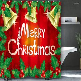 Shower Curtains Christmas Bathing Curtain Bathroom Waterproof With 12 Hooks Home Deco Polyester Washable