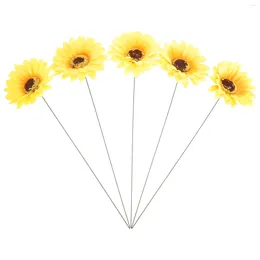 Decorative Flowers 5 Pcs Outdoor Stake Sign Decor Sunflower Yard Ornament Plunger Garden Adornment Metal