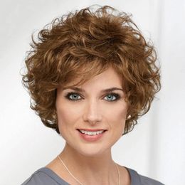 女性のための短い波状の灰色のふわふわの層状合成耐熱性ハロウィーンコスプレの髪の毛240327