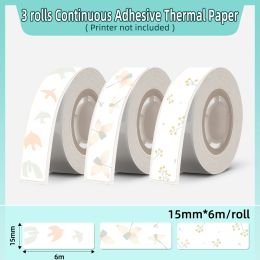 Paper 3 Rolls Phomemo Q30 Continuous Adhesive Paper Name Pattern Thermal Label Sticker Waterproof Sticker for Q30/Q31/Q30S Printer