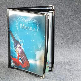 Products Transparent A4 binder black personalized creative dishes recipe restaurant cafe menu faux leather PVC file folder