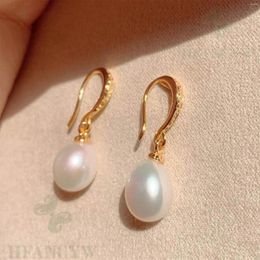 Dangle Earrings White Drops Baroque Pearl Earring 18k Zircon Hook Bridal Gold Gemstone Bohemian Men Handmade Party Teens Modern Wedding