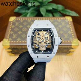 Richardmill Watch Date Mens Skull Hollowed Out Mechanical Fashion Luminous Trend Ceramic Leisure Atmosphere