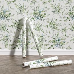 Wallpapers Style Wallpaper Self-adhesive Fresh Watercolor Plant Decoration Background Wall Sticker