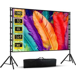 Experience Cinema-Quality Viewing Anywhere with Wootfairy 180 Inch Portable Projector Screen & Stand - 4K HD, Front Wrinkle-Free, Indoor/Outdoor Use, Carry Bag Included