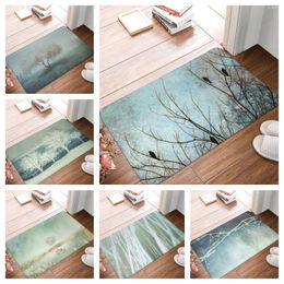 Carpets Green Forest Landscape Bath Mats Aesthetic Natural Scenery Door Mat Floor Bathroom Rug Toilet Carpet Doormat Cute