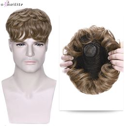 Toupees Toupees Snoilite Men Toupee 16x19cm Human Hair Replacement System Hair Toppers Hairpiece 4Inch Hair Extensions Male Hair Prosthesi