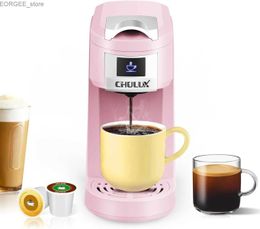 Coffee Makers Single service coffee machine with K-cup and ground coffee pink mini single cup coffee machine with one touch function Y240403