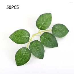 Decorative Flowers 50 Pieces Artificial Leaves Crafts Simulation Leaf DIY Garland Decoration Reusable Party Fake Plants Decor Scrapbooking