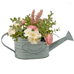 Vases Farmhouse French Bucket Metal Galvanised Flower Vase Rustic Home Decor For Fresh And Dried Floral