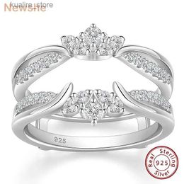 Cluster Rings Newshe Elegant 925 Sterling Silver Moissanite Wedding Ring Enhancers for Women Adjustable Crown Engagement Quality Jewelry L240402