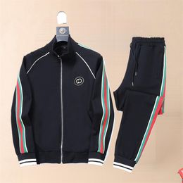 Men Sportswear Set Brand Mens Tracksuit Sporting Fitness Clothing Two Pieces Long Sleeve coat + Pants Casual Men's Track Suit#A2