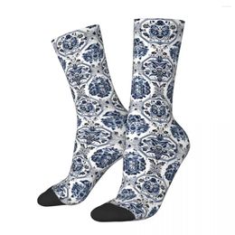 Men's Socks Delft Pattern Male Mens Women Spring Stockings Harajuku