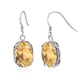 Earrings Earring For Women Solid 925 Sterling Silver Citrine Gemstone Earrings White Gold Plated Fine Jewellery The price of Factory