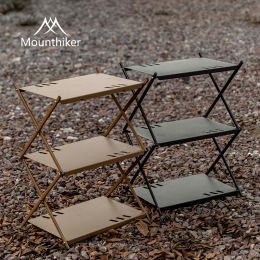 Furnishings Mountainhiker Threetier Rack Outdoor Storage Shelf Folding Shelf Portable Camping Picnic Bbq Storage Rack Garden Foldable Table