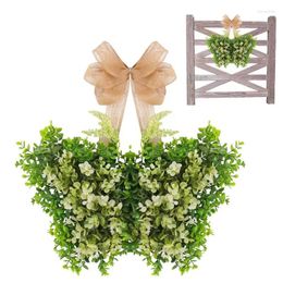 Decorative Flowers Spring Wreath Butterfly Accent Eucalyptus Floral Weather-Resistant Door Window Porch Home Front Decoration