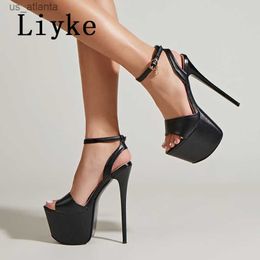 Dress Shoes Liyke Summer Fashion Open Toe Platform High Heels Sexy 17CM Sandals Womens Ankle Buckle Party Nightclub Stripping Pump H240403A8F6