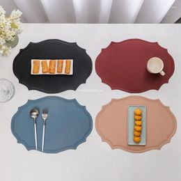 Table Mats PU Leather Tableware Pad Washable Heat Insulation Placemat Waterproof And Oil Proof Mat Retro Bowl Cup