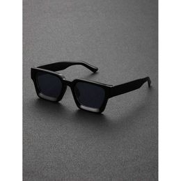 1pc Classic Men Square Frame Fashion Black Sunglasses for Daily UV400 Fishing Clothing Accessories