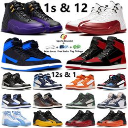 Jumpman 1 12 uomini Scarpe da basket 1S 12s Sports Sneaker Bred Breve REIMAG REIMAGINED Starfish Field Purple Brillant Orange Men Sneakers Gai