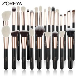 ZOREYA Black Makeup Brushes Set Natural Hair Brushes Foundation Powder Eyebrow Contour Eyeshadow Make Up Brushes maquiage 240327