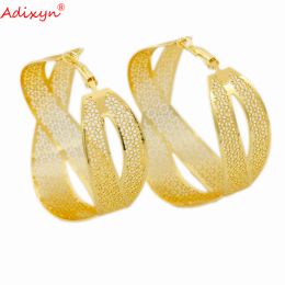 Earrings Adixyn Dubai Ornament jewelry gifts gold color copper big round hoop earrings pircing accesories african women/girls item N06211